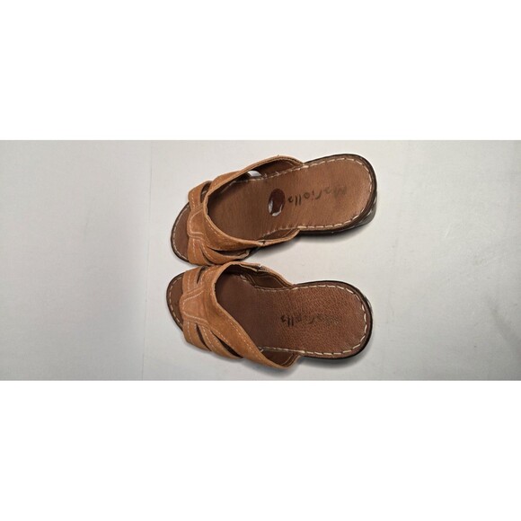 Mariella Leather & Suede Rust Wedge Kitten Heel Made In Italy 7 Summer - Picture 5 of 8